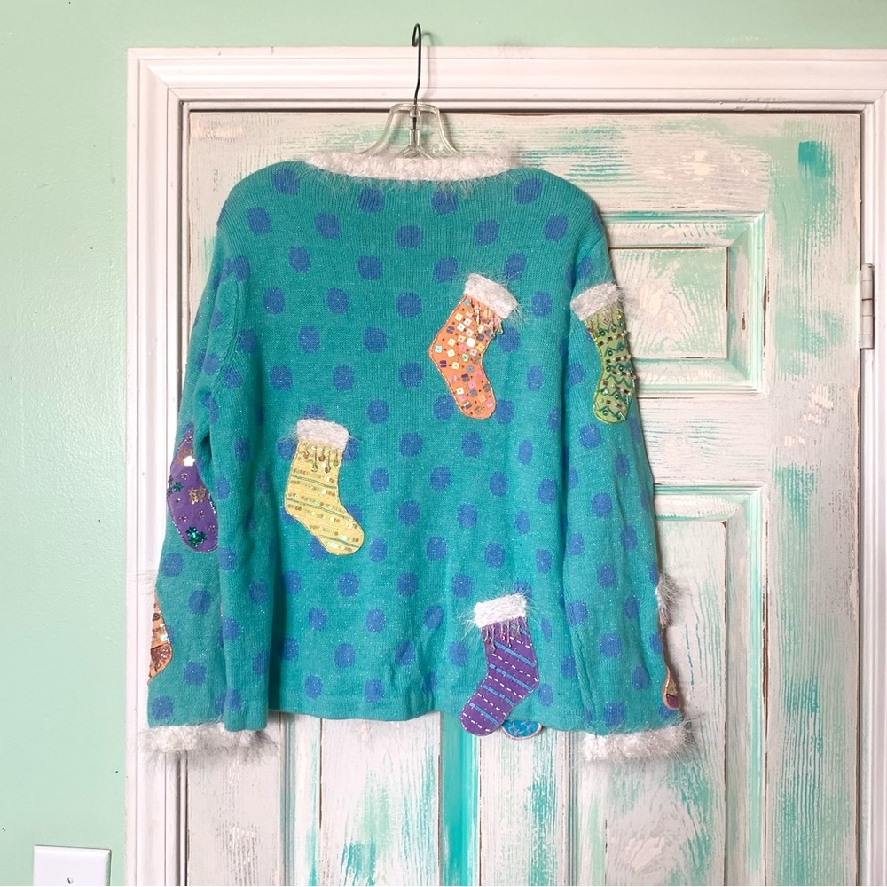 🌵Vintage Design Options By Philip And Jane Gordon Stockings Sweater Cardigan M - Picture 9 of 11